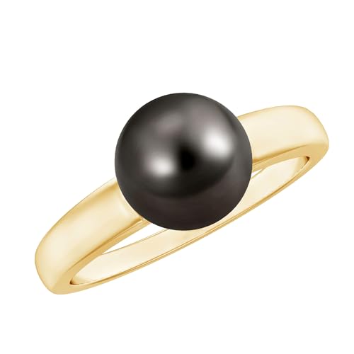Handpicked Black Pearl Engagement Ring, AAA Quality, Certified Tahitian Pearl Solitaire Ring - Mothers Day Gift For Mom