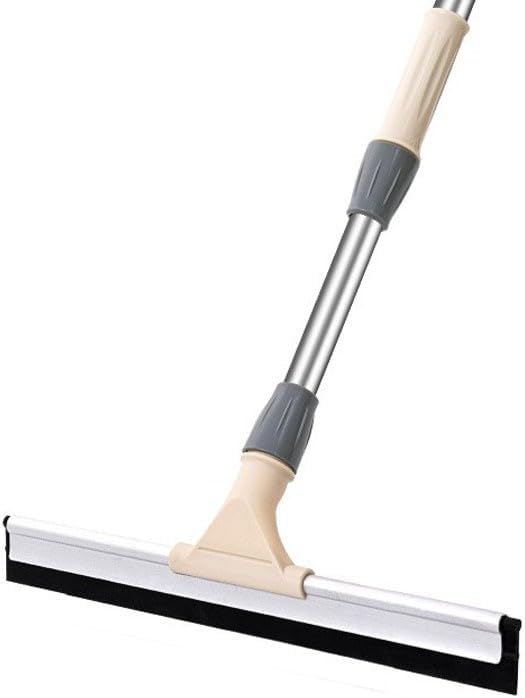 Multi-Function Floor Squeegee Wiper, Bathroom Water Scraper with Extendable Handle, Stainless Steel, Gray (23.6inch)