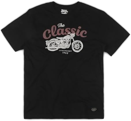 Royal Enfield The Classic Mens T-Shirts 100% Cotton Half Sleeves Tee Round Neck Casual Summer Shirts for Men