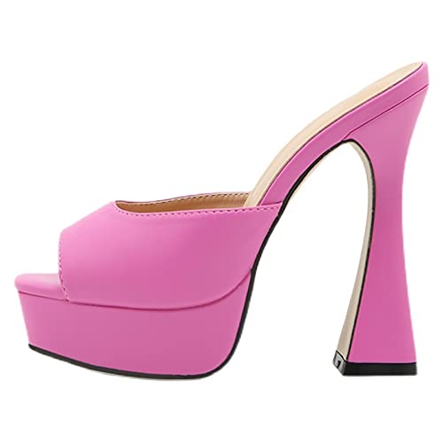 Chunky Block High Heels for Women Open Toe Mules Shoes Heels Summer Womens Comfortable Dress Casual Pumps Sandals