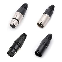 4 Pack XLR Connectors Microphone Cable Terminal End Connector 3 Pin Male & Female Plug Jack Replacement DIY Audio DMX Mic Line Cord Balanced Wire Solder Type Socket