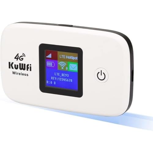KuWFi 4G LTE Unlocked Wi-Fi Hotspot Device| Mobile WiFi Hotspot | Portable WiFi Router with SIM Card Slot for Travel Support B2B4B5B12B17 for AT&TT-Mobile