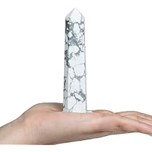 Crocon Large Crystal Tower Wand, Howlite Crystal Points Tower Wand Obelisk Octagon 8 Faceted Gemstone Pointed for Reiki Chakra Meditation Chakra Stones Therapy Home Office Desk Dcor Gifts Women Men