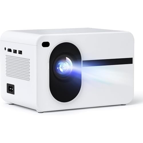 Wielio Projector with WiFi and Bluetooth Native 1080P Full HD Projector 18000 Lumens Outdoor 200 Projection Screen Video Movie Proyector Compatible with Smartphone, HDMI,USB,AV,Fire Stick, PS5, White
