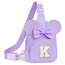 YOOLIFE Small Sling Bag for Girls Purse, Initial Crossbody Bag Fanny Pack for Kids Little Girl Purse Belt Bags, Birthday Gifts for 2 3 4 5 6 7 8 Year Old Girl Grandkids Personalized Gift, Purple (K)