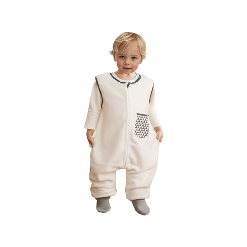 Toddler Sleeping Sack with Feet 12-24 Months Fleece Tog 1.5 Plush Soft Baby Sleep Bag Walking Wearable Blanket Sleep Sack with Leg Sleeveless Warm Unisex 4 Seasons