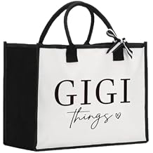 Gigi Gift - Reusable Canvas Tote Bags for Women, Grandma Grandmother Christmas Mother's Day Birthday Gifts