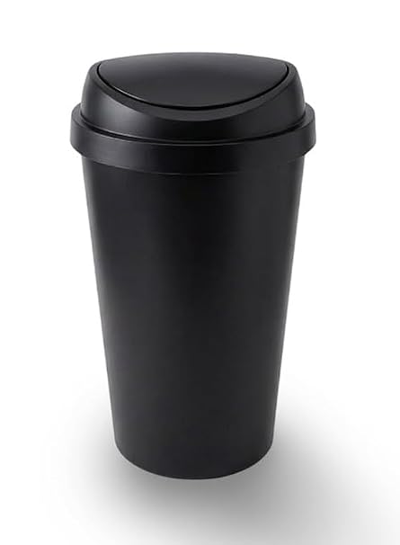 ORGANIZED 60L Touch Top Bin, Large Plastic Kitchen Waste Bin with Push Lid, for Home, Office & Utility Room (Black)