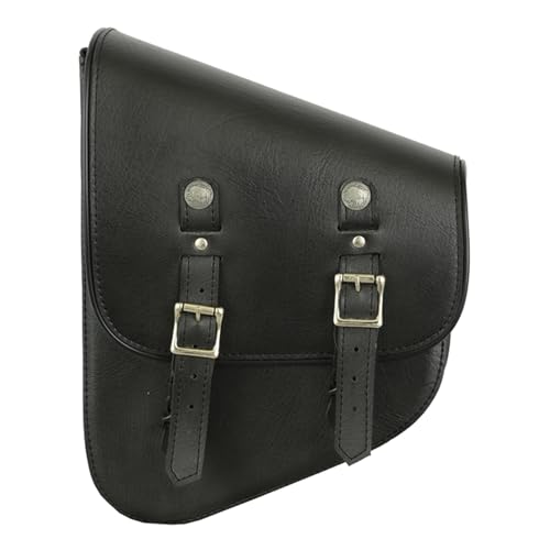 Daniel Smart Motorcycle Leather Swingarm Bag Black Swing Arm Bag - Motorcycle Saddle Bag Left Side Secure Tool Bag For Bike