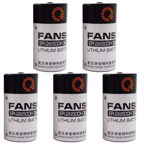 5-Pack ER26500H Replacement Battery ER26500 3.6V 8500mAh Size C Lithium Battery for Automobile Tire Pressure Monitor, Electricity Meter