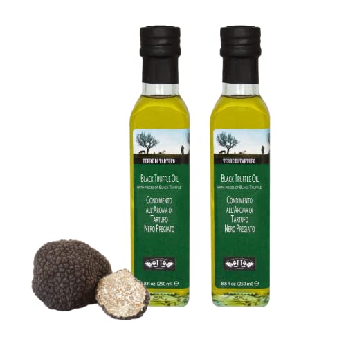 Black Truffle Olive Oil | Terre di Tartufo | Versatile Condiment for Any Gourmet Dish | 8.4 fl oz 250ml - Pack of 2