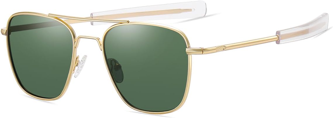 Polarized Square Aviator Sunglasses for Men Retro Military Tough Guy Style Shades