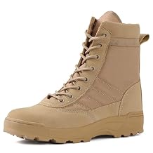 Men'S Military Tactical Combat Boots With Side Zipper Round Toe Lace-Up Non-Slip Platform Ankle Boots Outdoor Hiking Desert Jungle Off-Road Work Boots