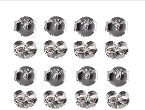 HESSION 925 Silver Earring Backs Replacements 18K White Gold Plated Earring Locking (16)