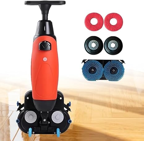 Commercial Electric Floor Scrubber & Tile Polisher, 360 Rotating Ride-On Scrubber, Portable Mini Floor Cleaning Machine, 43 cm Wide for Efficient Tile Maintenance - Red-15A