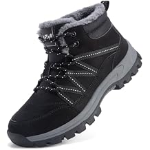 Qiucdzi Winter Boots for Men Snow Boots with Warm Fur Lined Anti-Slip Hiking Ankle Booties Comfort Walking Trekking Shoes for Outdoor