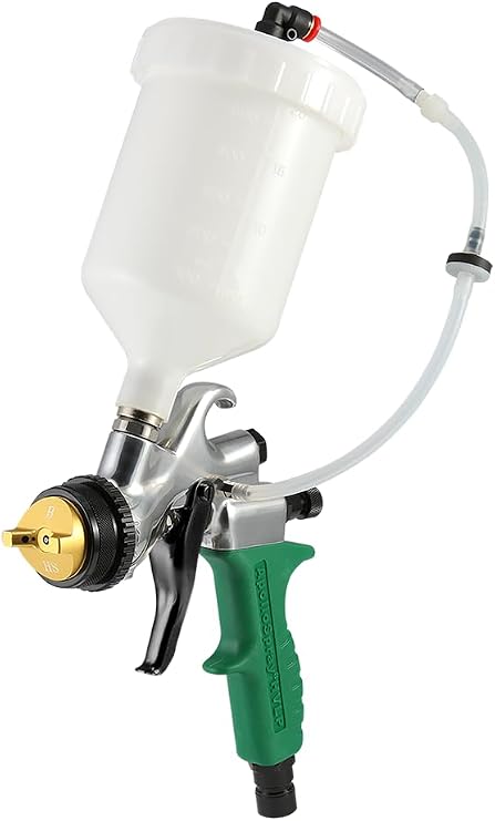 Apollo HVLP Heavy Duty Gravity Feed Basecoat Spray Gun with 600cc Gravity Cup for Professional Automotive Electric Paint Sprayers and DIY Projects - Green