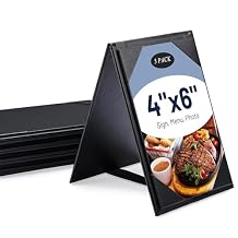 WeChef 4"x6" Table Tent Menu Holders 2 Side A Frame Sign Display PU Leather Menu Cover Desk Sign Stand Drink Dessert Menu Folder for Restaurant Bar Hotel Wedding 5 Pack