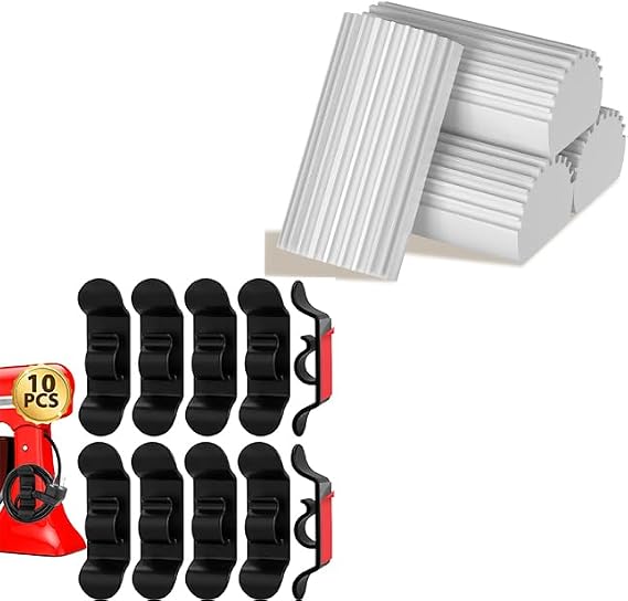 Jeymei 10Pcs Black Cord Organizer for Kitchen Appliances & 4-Pack Damp Clean Duster Sponge Grey