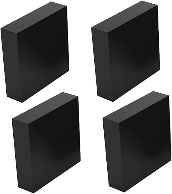 Black Solid Shock Absorption Pad Blocks 4PCS 50X50mm Durable Plate Anti-Slip Flat Mats Vibration Damping Craft Sheets,Thickness 5mm