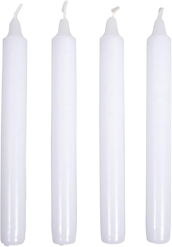 Rayher Taper Candle White with Bell Tip Length 19 cm 2.1 cm Diameter Box of 4 Candle Blank Candles for Decorating and Crafts 31641102
