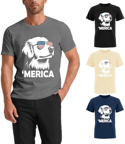 Independence Day Shirt, Merica Golden Retriever Shirt, 4th of July Patriotic Dog Tee Made in USA