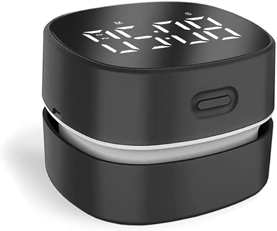 ODISTAR Counter Vacuum Cleaner,Mini Table dust Sweeper Energy with Digital Timer,Endurance up to 400 mins,360o Rotatable for Cleaning Rubber shavings,Crumbs Keyboard of Gifts for Kids(Black)