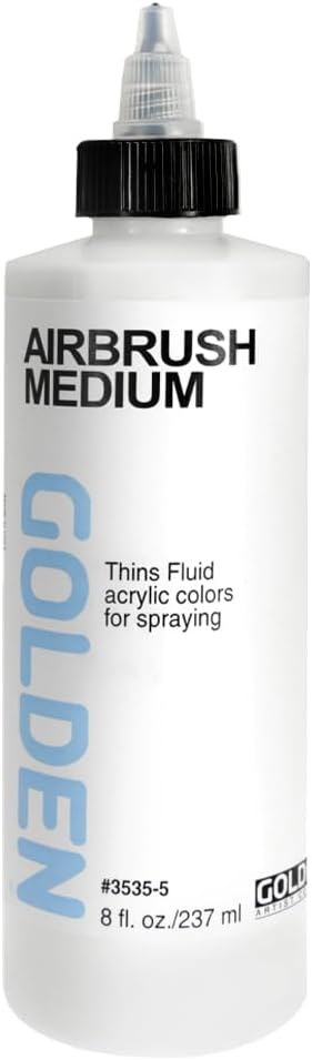 GOLDEN Airbrush Medium, 8 fl. oz. Bottle | Artist grade airbrush medium; thins acrylics, mediums, and grounds for spraying. Transparent