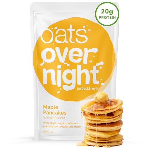 Oats Overnight - Maple Pancakes - Vegan, 20g Protein, High Fiber Breakfast Shake - Gluten Free, Non GMO Oatmeal 2.5 oz per meal 8 Pack