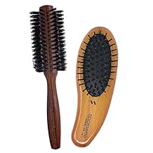 Spornette Deville 2 Inch Round Boar Bristle Bundle with Carry On Wooden Handle Oval Cushion