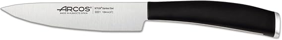 Arcos Paring knife 4 inches Nitrum Stainless Steel.Paring Knife for Peeling Fruits and Vegetables. Ergonomic Polypropylene Black Handle. Series Tango