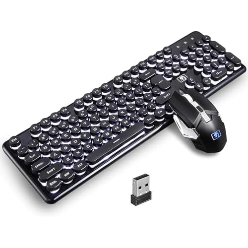 Keyboard and Mouse Combo, White Backlit, 2.4G Wireless Lag-Free Ergonomic Keyboards, Rechargeable Silent Cordless Set for Computer, Laptop, PC, Mac, Windows