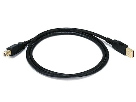 Monoprice USB Type-A to USB Type-B 2.0 Cable - 3 Feet - Black (5 Pack) 28/24AWG, Gold Plated Connectors, for Printers, Scanners, and Other Peripherals