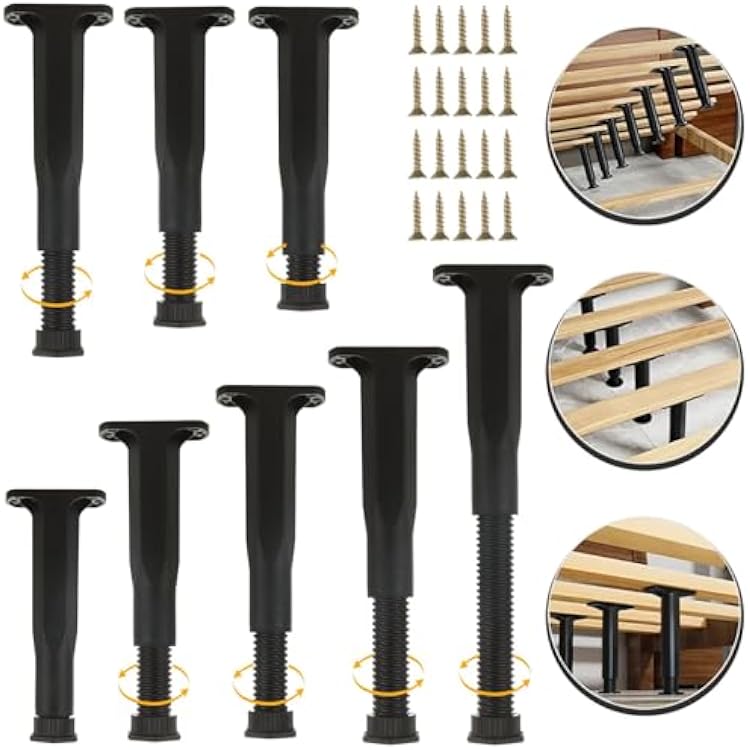 YAYODS 8 Pack Bed Support Legs 8.2-14.7 Inch Height Adjustable Bed Frame Support Legs, Heavy Duty Bed Frame Legs Replacement Center Support for King Queen Bed Slats
