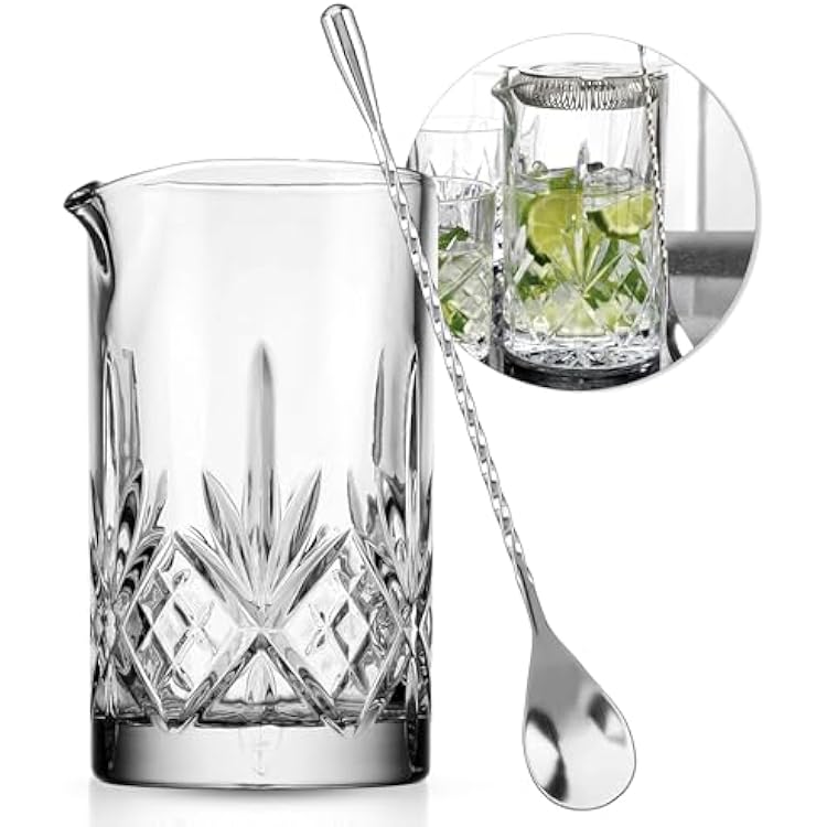 Cocktail Mixing Glass with Stirrer 17oz Bar Mixing Pitcher for Stirring Cocktails and Drinks