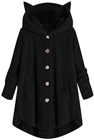 Sherpa Jacket Women Cat Ear Hooded Fleece Jackets 2025 Fall Winter Warm Teddy Bear Coats Fluffy Fuzzy Outerwear