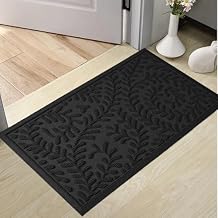 HIYARD Front Door Mat, Absorbent Dirt Trapping Welcome Door Mat Indoor Outdoor, Non Slip Entry Mat, Indoor Outdoor Door Mats, Fade Resistant, Low Profile Doormat for Entryway, 2917, Black