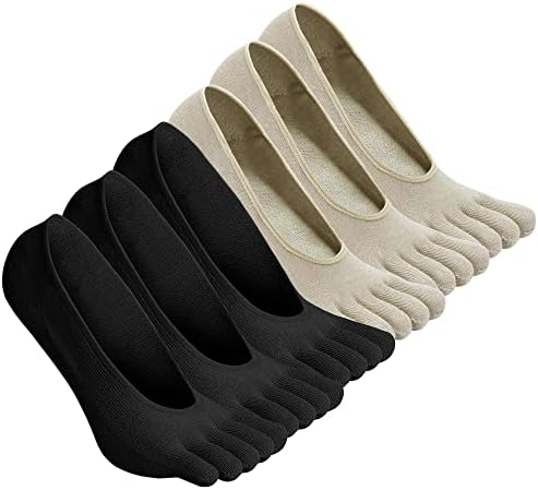 CaiDieNu No Show Toe Socks Women, Low Cut Five Fingers Cotton Running Athletic Invisible Boat Socks, 36 Pairs