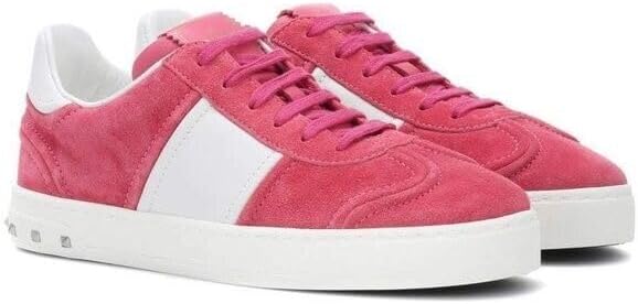 Valentino Garavani Fly Crew Suede Low-Top Sneakers 37 Pink