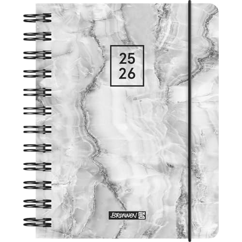 BRUNNEN School Diary 2526 Grey Marble | A6, Plastic