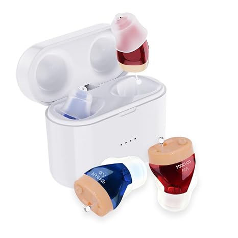 Hearing Amplifier Aids for Adult, Rechargeable Hearing Amplifier | Invisible Hearing Aids with Noise Cancellation Adjustable Volume Control with Charging Box