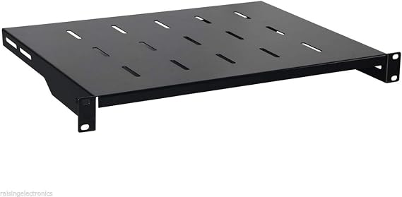 1U Black Flexible 14inch (350mm) deep Cantilever Server Shelf Vented Rack Mount 19inch