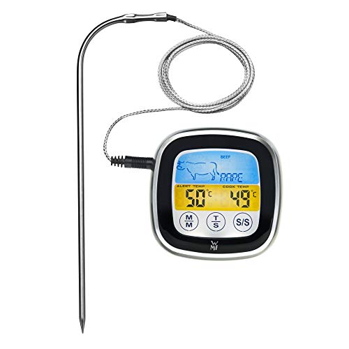 WMF BBQ Digital Thermometer, Meat Thermometer, Kitchen Thermometer, Roasting Thermometer, Grill Thermometer with 5 Cooking Levels, LED Touch Display, Timer, Magnetic Holder