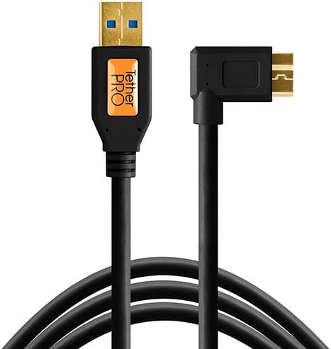 Tether Tools TetherPro USB 3.0 to Micro-B Right Angle Cable, 15' (4.6m) (Black)