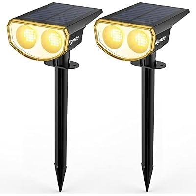Kyosho Solar Spot Lights Outdoor Warm White, 38 LEDs Solar Landscape Lights IP67 Waterproof, 2-in-1 Outdoor Spotlights Garden Wall Lights with 3 Modes for Tree, Yard, Patio
