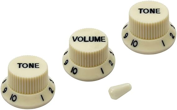 ROLIZO Strat Guitar Control knobs 1 Volume and 2 Tone Set Aged White