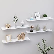 Wall Shelves 4 pcs,Decorative Shelves for Wall, Living Room Shelves,Shelves for Bathroom,Kitchen Floating Shelves,Wall Mount Shelf,Bedroom, Bathroom, Kitchen,White 23.6"x3.5"x1.2" MDF