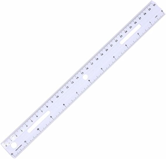 Business Source 12" Plastic Ruler, Imperial and Metric Measurements, Fits in 3-Ring Binders, White