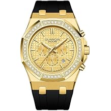 GUANQIN Vintage Men Multifunctional Automatic Self-Wind Mechanical Wrist Watch Sapphire Crystal Business Waterproof Clock Male Stylish Stainless Steel or Rubber Band Rhinestone Wristwatch