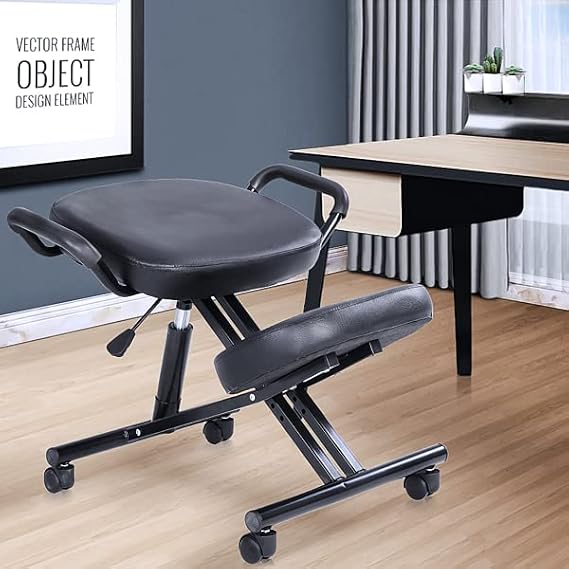 Ergonomic Kneeling Chair, Adjustable Stool for Home and Office - Improve Your Posture with an Angled Seat - Thick Comfortable Cushions
